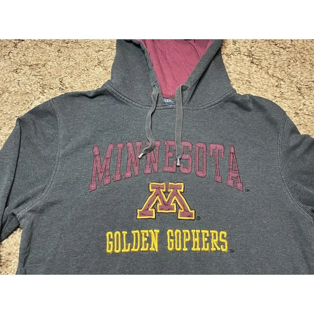 Minnesota Golden Gophers Hoodie Adult M Gray Campus Heritage Sweatshirt Logo Men
